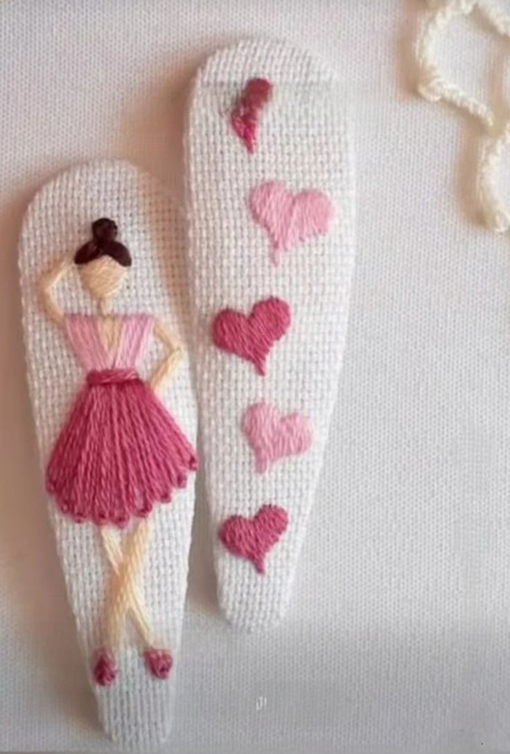 Hand Embroidered Floral Hair Clips