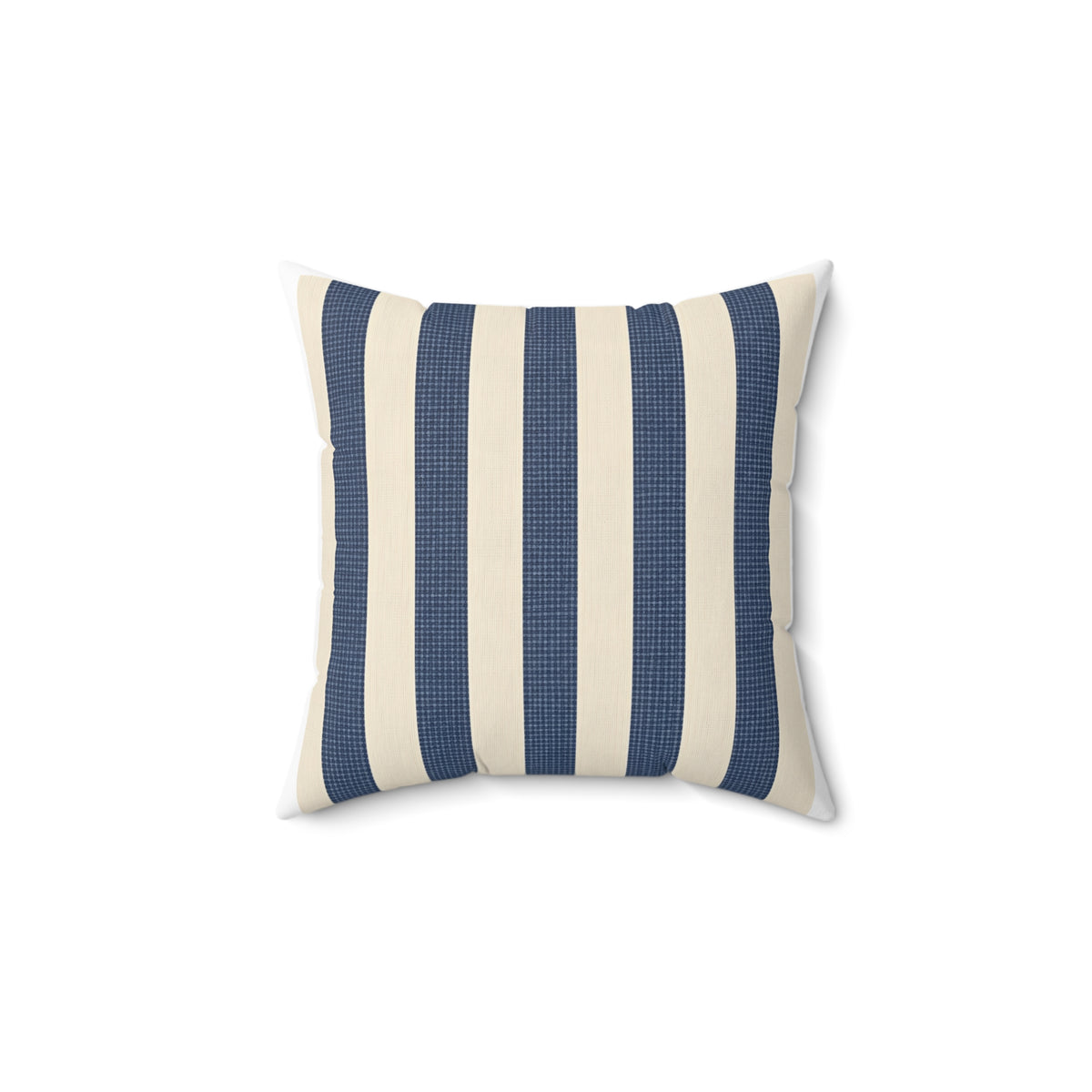 Nautical Blue Stripe Throw Pillow — Coastal Decorative Square Pillow
