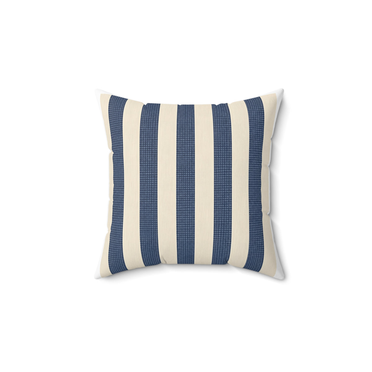 Nautical Blue Stripe Throw Pillow — Coastal Decorative Square Pillow