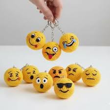Smiley Face Crochet Keychain – Handmade Bag Charm